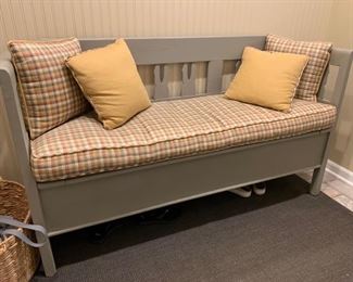 60. Grey Storage Bench (69" x 19" x 39")