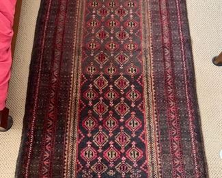 70. Antique Hand Knotted Brown Wool Rug (44" x 84")