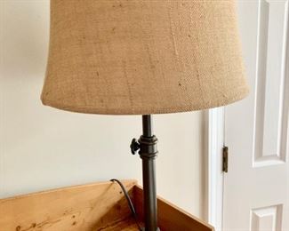 81. Pair of Metal Lamp w/ Burlap Shade (24")