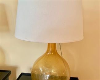 86. Pair of Hand Blown Yellow Lamps (25")