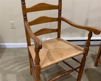 93. Pine Drop Leaf Dining Table w/ 2-10" Leaves (22" x 30" x 60")
94. Set of 8 Ladder Back Chairs w/ Rush Seat 2 Arm Chairs and 6 Side Chairs