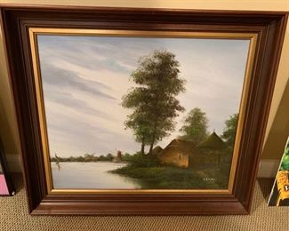 106. Framed Oilon Canvas Dutch Landscape signed C.R.D. Rijen (23" x 19")