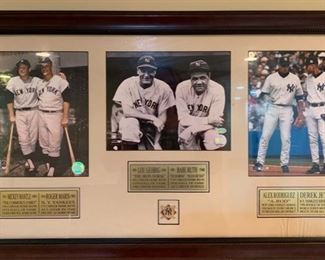 109. NY Yankees Photo Collage Mickey Mantle and Roger Maris; Lou Gehrig and Babe Ruth; Alex Rodriguez and Derek Jeter (34" x 20")