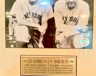 109. NY Yankees Photo Collage Mickey Mantle and Roger Maris; Lou Gehrig and Babe Ruth; Alex Rodriguez and Derek Jeter (34" x 20")