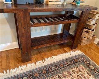 125. Rustic Console Table w/ Wine Rack (61" x 16" x 35")