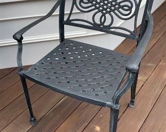 134. Cast Aluminum Oval Dining Table (85" x 42" x 29") w/ 8 Arm Chairs