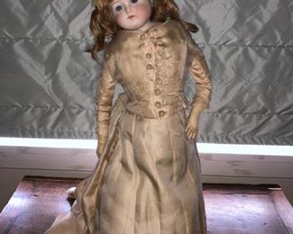 24" tall antique doll w/ human hair