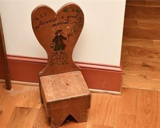 1. Hand Decorated Colonial Style Pine Wood Step Stool