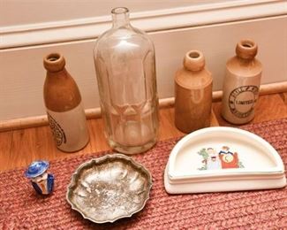 Antique English Stoneware Beer Bottles Childrens Bowl