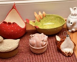 Group of Ceramic Animal Character Serving Bowls Accessories