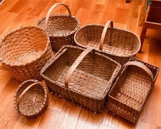 Mixed Group Vintage Wicker Baskets wHandles