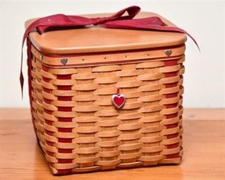 Valentines Heart LONGABERGER Basket wSash Lid