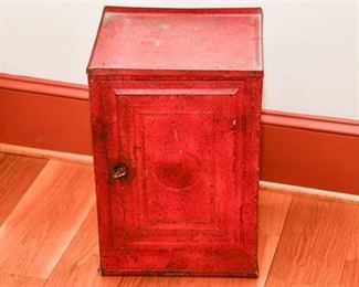 Antique Painted Metal Wall Mount Storage BoxCabinet