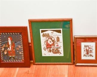Framed ChristmasHoliday Prints of Santa Claus