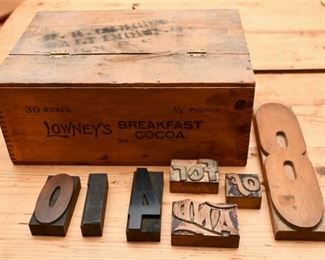 Older Wooden Printers Type Set Letters Vintage Cocoa Box