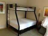 High quality bunk bed with rolling pull-out (under bed) storage!