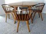 Fantastic mid-century Conant Ball Model 1852 Solid Birch dining room table and chairs with extensions and table pads!