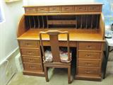 Rosewood Roll Top desk and chair purchased in Hong Kong and imported to owner via ship directly from Hong Kong. Still have original purchase receipt!