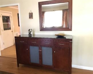 #6 Credenza/Media Console/Buffet 
$125
Goes with Dining Table Set
#7 Wood Framed Mirror $30