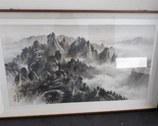 Large Asian mountainside print