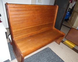 Wood bench with cushion