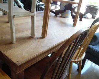 Farmhouse style Dining table,  choose chairs from the many sets we have (only one of each chair is displayed - the rest are in the van)