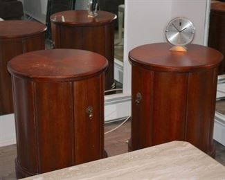 Pair of Round Wood Cabinets