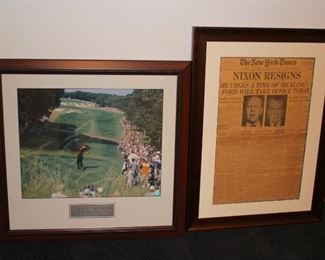 Poster and Framed Newspaper Clippings