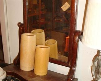 Dresser top mirror with stand