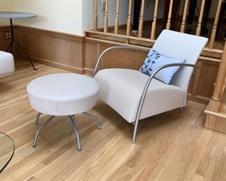 Italian Chair leather and fabric and Italian leather Ottoman