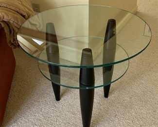Two tier glass table