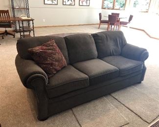 Custom Upholstered With Brass Tacks Couch 88”L