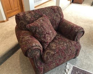 Custom Upholstered Brass Tack Chair