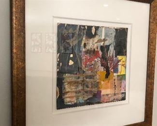 Signed Marlene Lenker Framed Abstract Collage