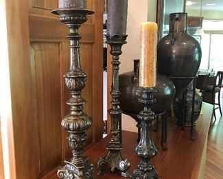 Large Ornate Brass Candlesticks