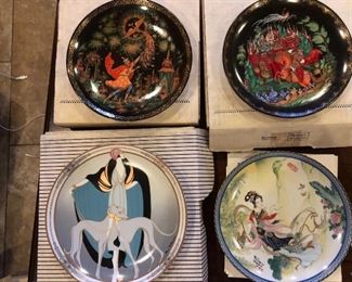 Tianex Russian  collectible plates,  Flapper with greyhounds, Imperial Jingdezhen Porcelain plates