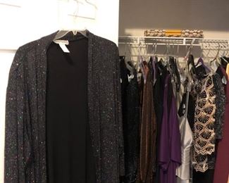 Clothes. Suits, fancy dresses, evening gowns, everyday clothes, shoes and purses.  Size xl and xxl