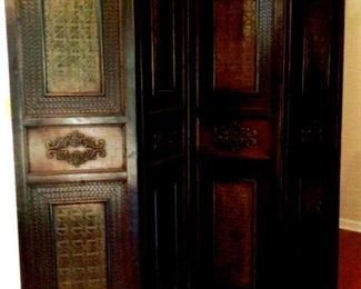 ornate antique wooden folding screen