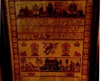 Framed antique sampler