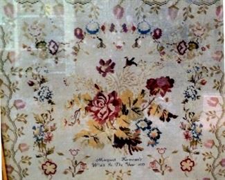 Beautiful framed signed and dated (1853) needlepoint