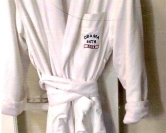 Nice terrycloth bathrobe marked "Obama 44th 2009" on pocket.