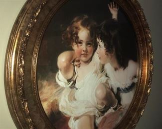 OVAL ROCOCO FINE ARTS PORTRAIT OF ROYAL YOUNG CHILDREN - MAYBE BROTHER & SISTER  