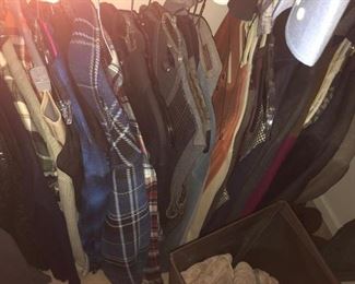 CLOSE UP VIEW OF MANY BUSINESS MENS CLOTHING COLLECTION TO SELECT