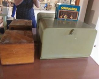 vintage bread box and file box