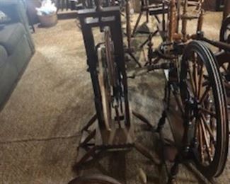 Clearly the owner is a professional and expert in this field!  Many different types and brands of spinning wheels, but all unique.  