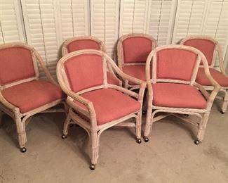 6 Rolling Wicker Chairs