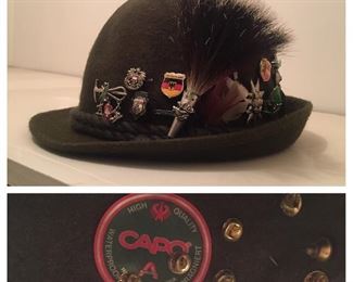 Vintage German/Austrian Hiking Hat with Souvenir Pins