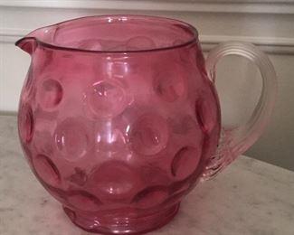 Cranberry Glass Pitcher