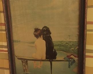 Child and Dog Themed Print