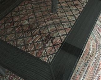 Glass Top Wicker Dining Table (Painted - Accompanies/Matches  Chairs in Previous Picture)